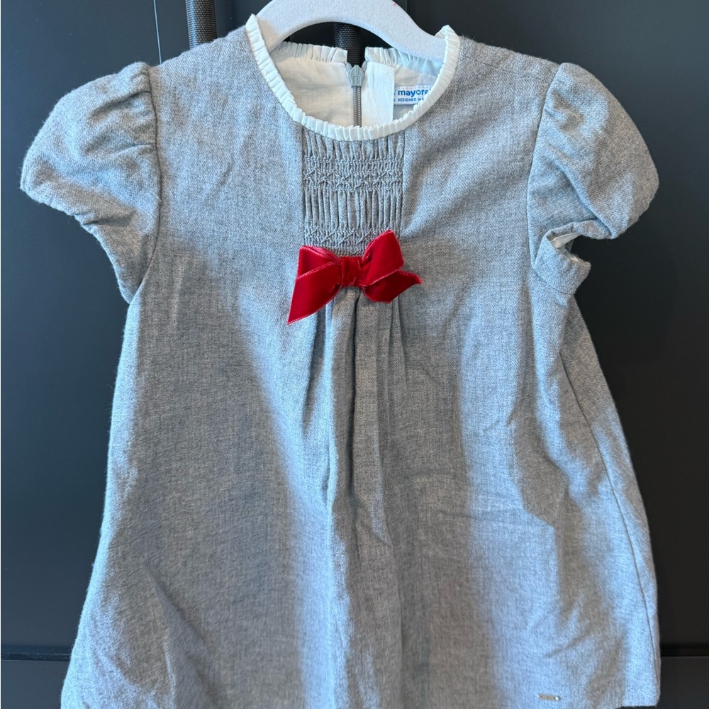 Mayoral grey dress with Red Bow